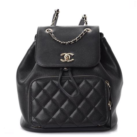 Chanel Black Quilted Caviar Leather Backpack Bag 